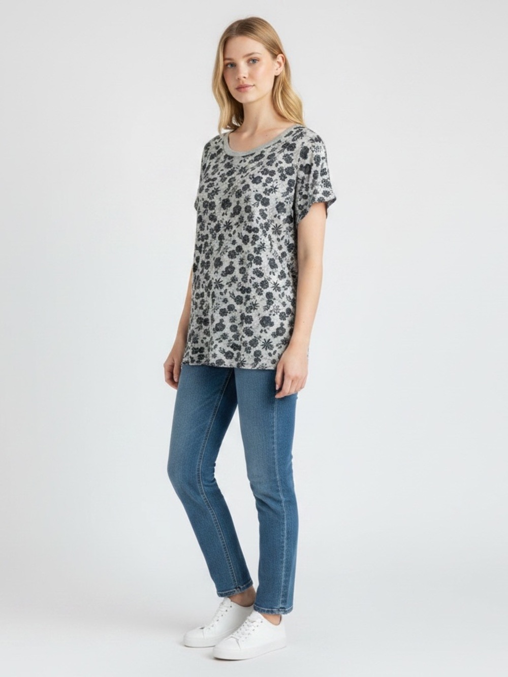 Goldie Gray Floral Print Tee